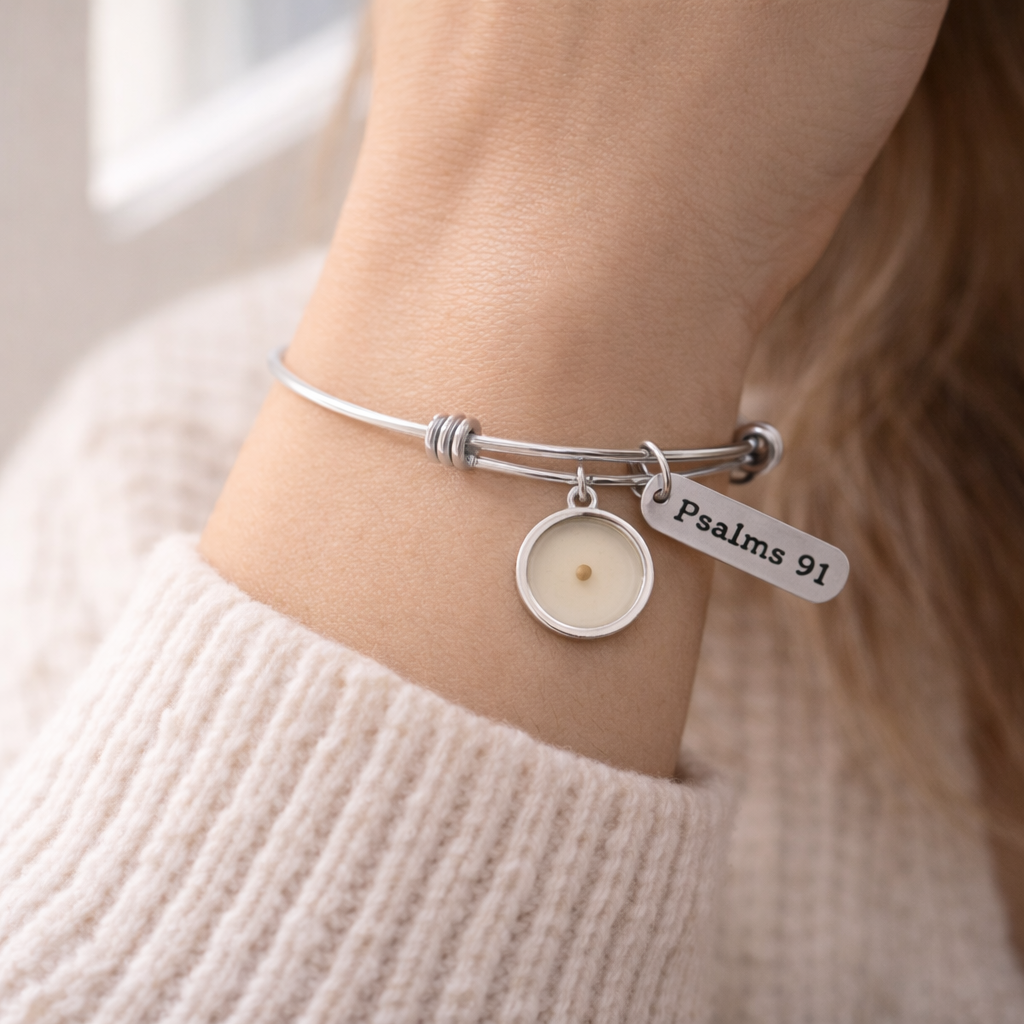 Psalms 91 Mustard Seed Bangle Bracelet