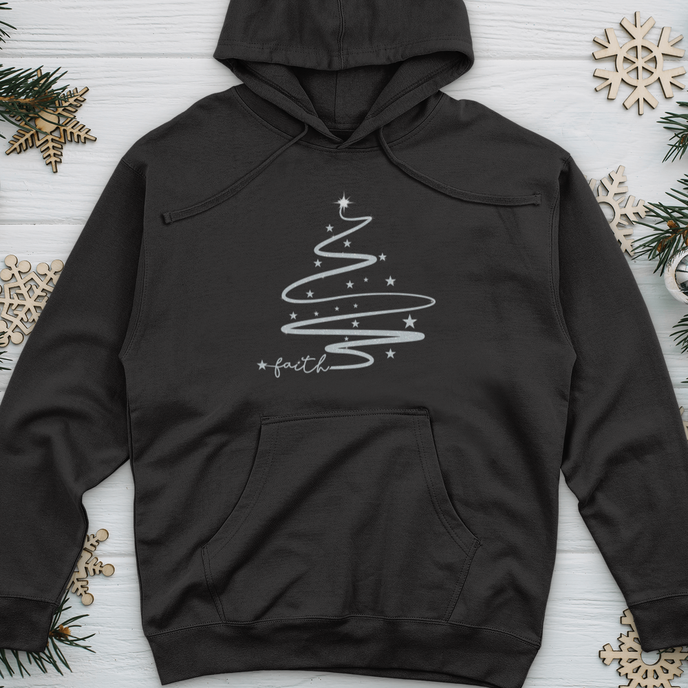 Faith Christmas Tree Silver Sparkle Midweight Hooded Sweatshirt VIP